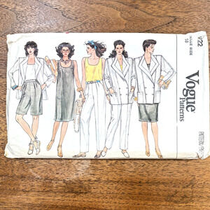 Vogue Sewing Pattern 8922 Size 18 Jacket Dress Pants Shorts Top Vintage 1980s
